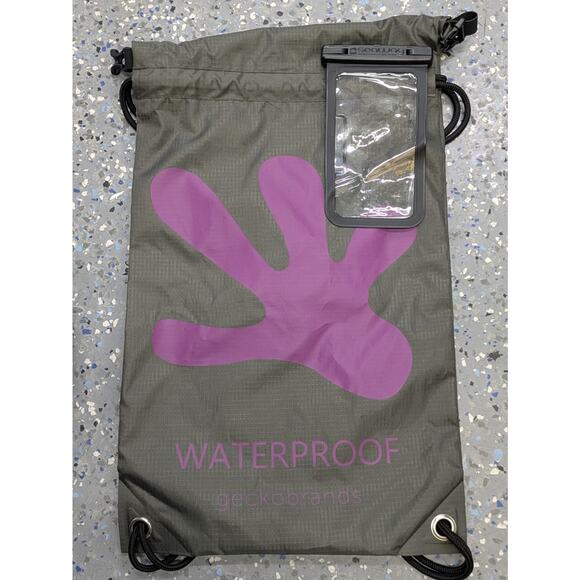 GECKOBRANDS Lightweight Waterproof Nylon Drawstring Backpack Gray camp hike - Picture 1 of 16